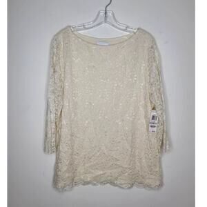 NWT Charter Club cream lace shirt blouse - 1X